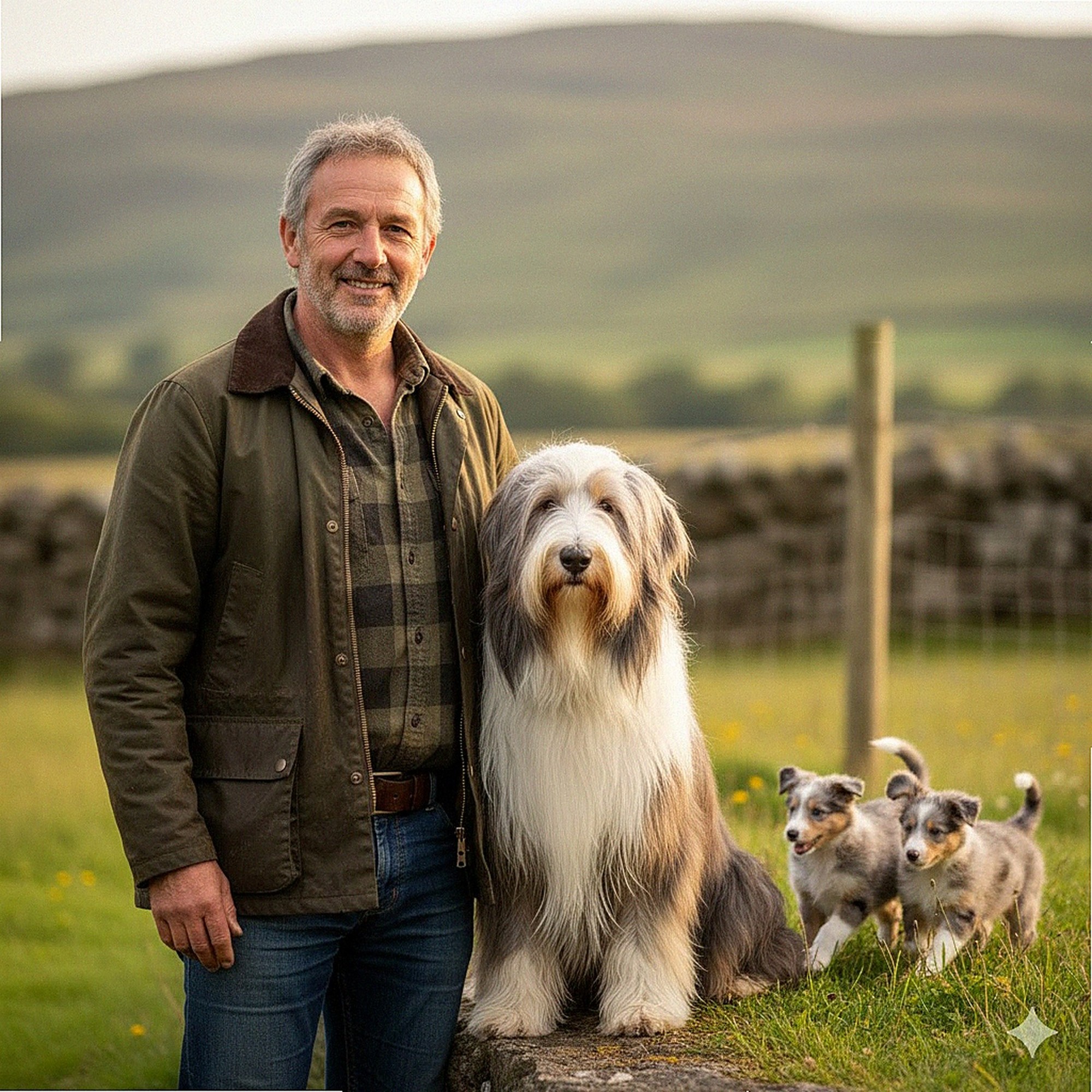 Gwenaëlle Le Goff éleveur professionnel de Bearded Collie avec chien adulte, élevage français certifié LOF