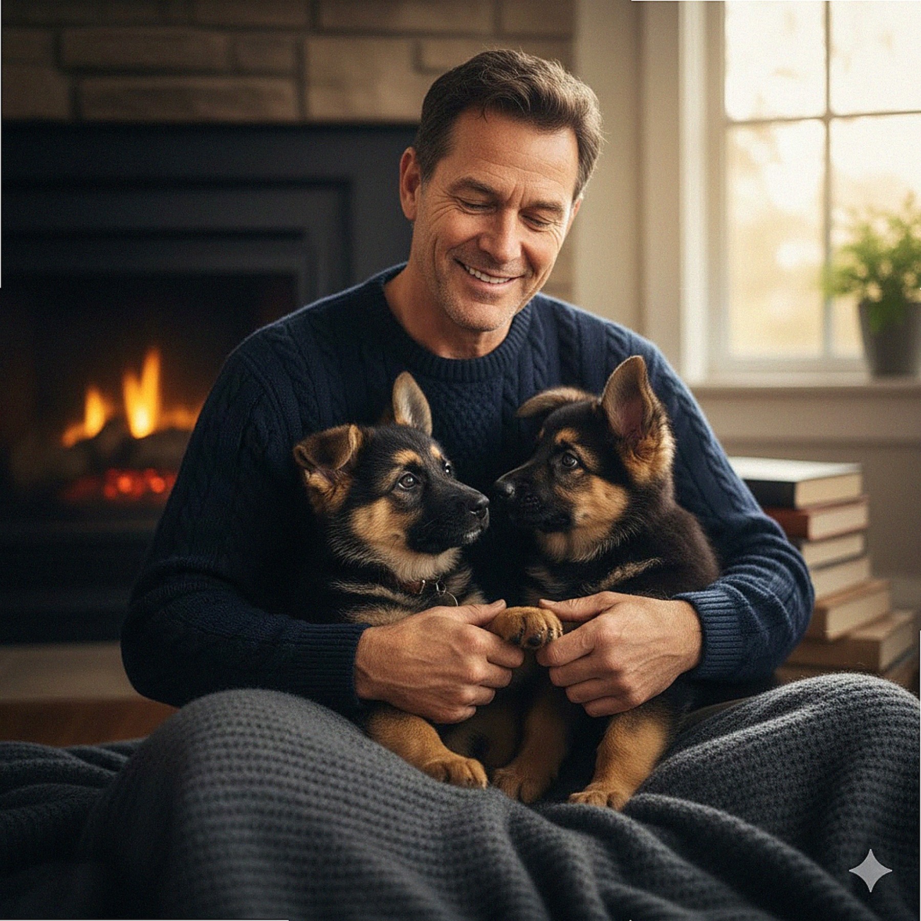 Hans Müller éleveur professionnel de Berger Allemand avec deux chiots LOF, élevage certifié