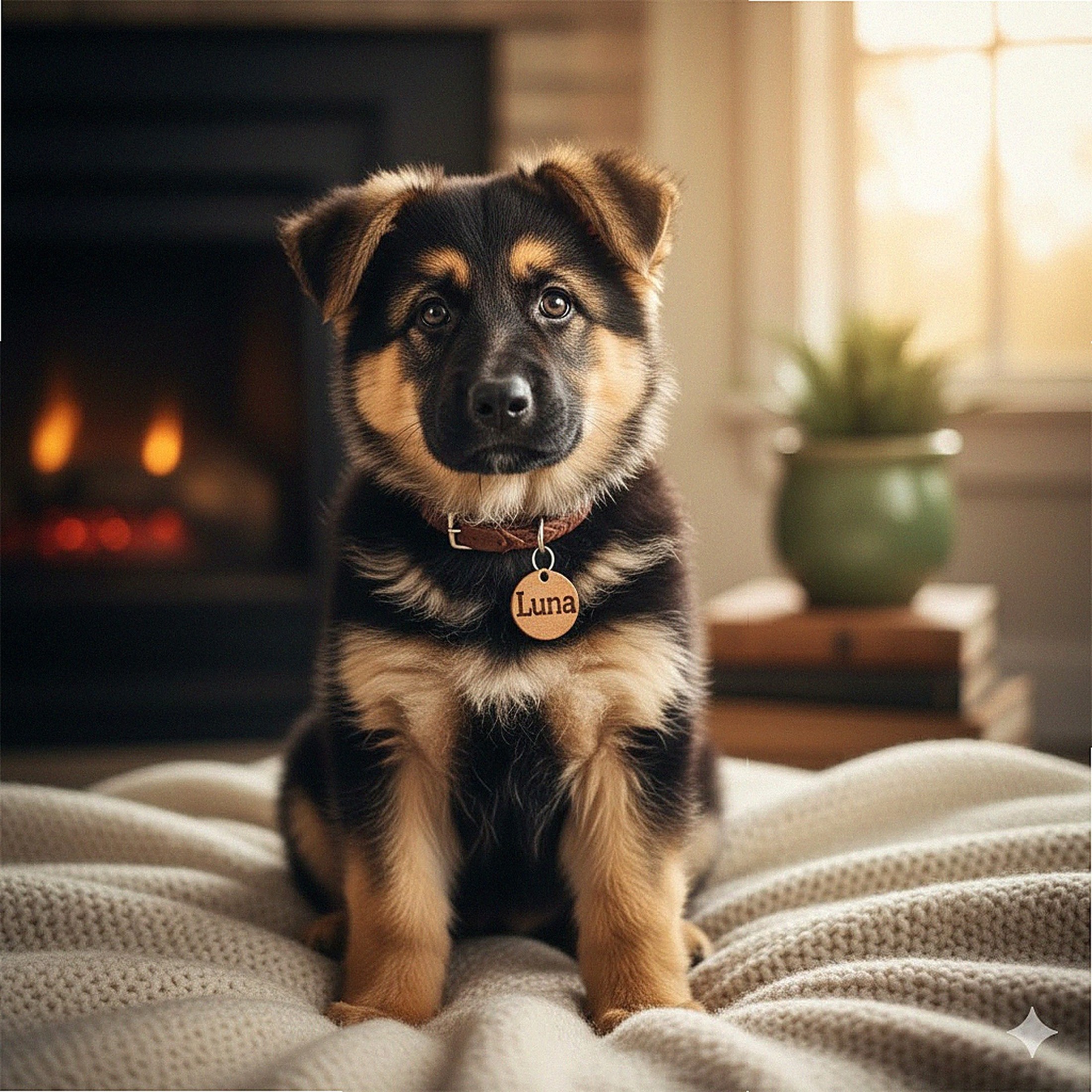 Chiot Berger Allemand femelle Luna de 3 mois jouant avec corde, élevage familial LOF